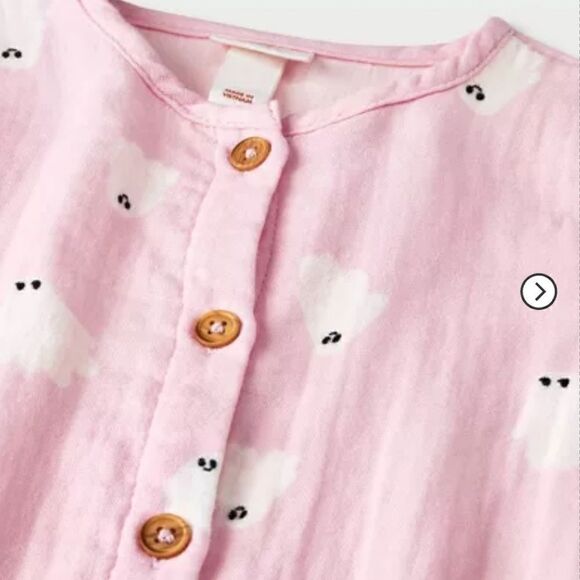 Nwt Baby Girl's Halloween Gauze Romper with Ghost Print - Picture 4 of 9